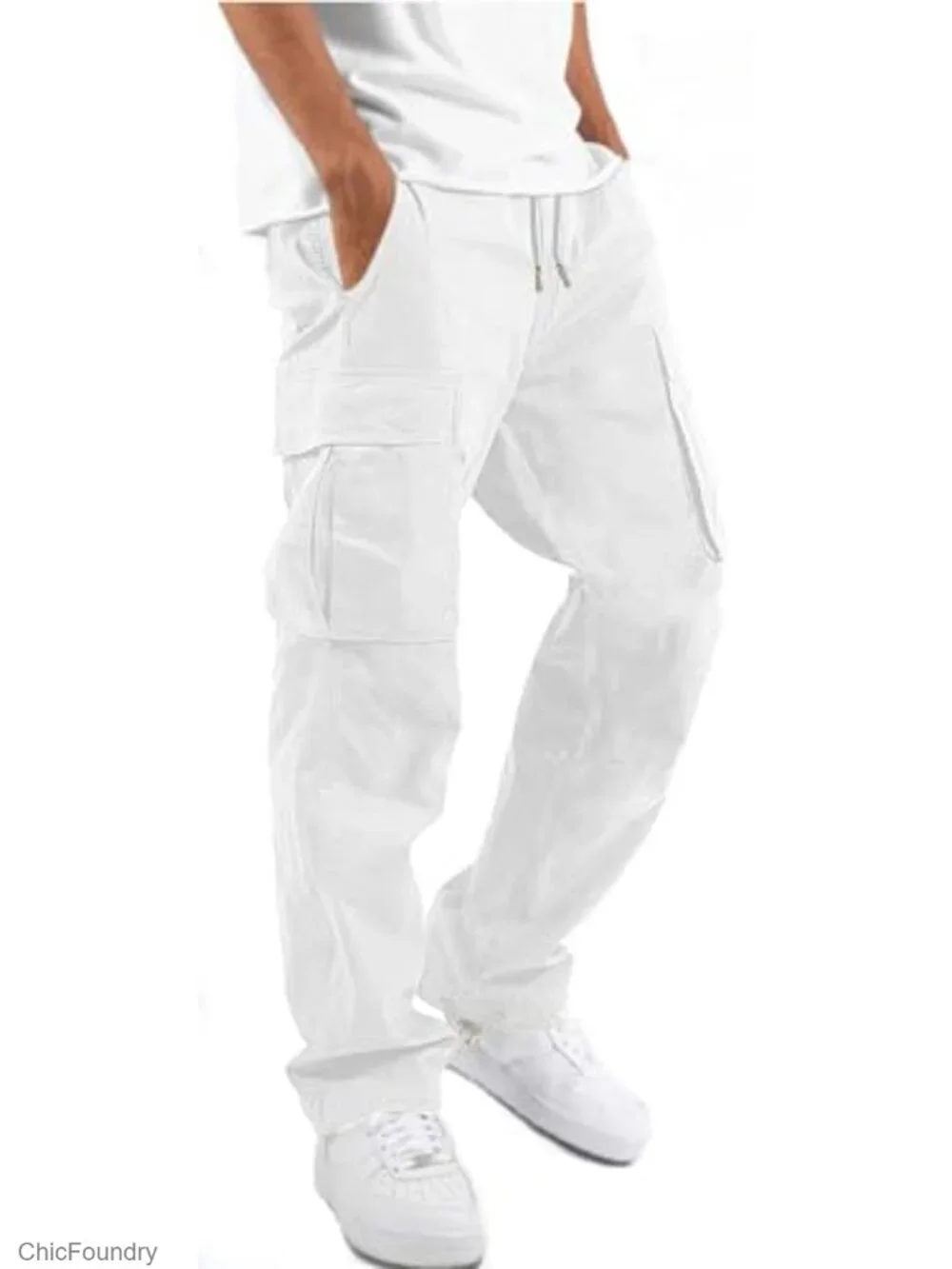 Men's Casual Joggers Pants Hiking Drawstring Chino Cargo Straight Leg